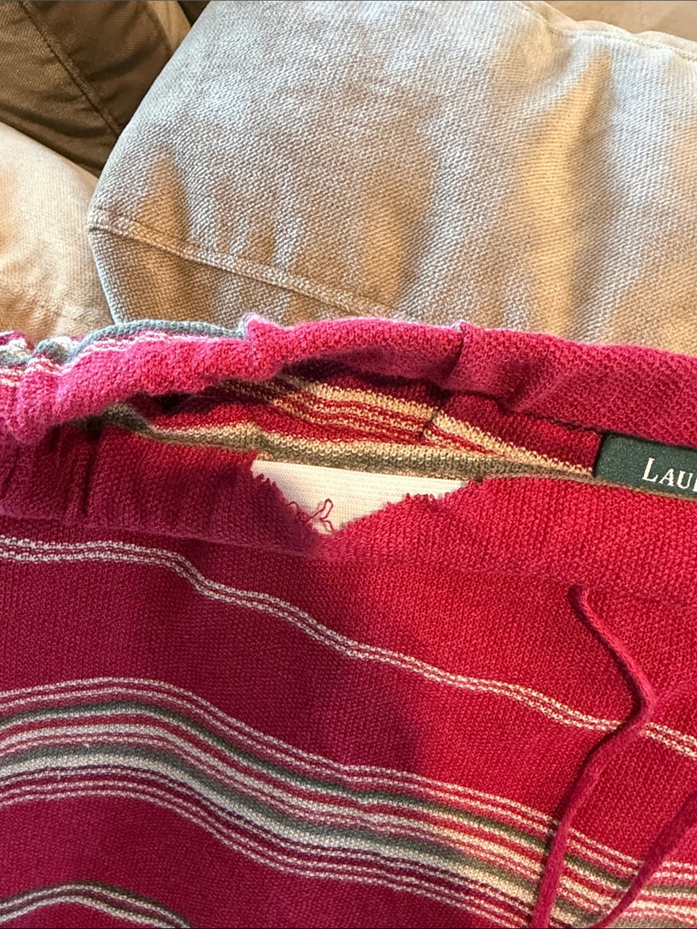 Ralph Lauren Red Striped Maxi Knit Skirt and V Neck Tank Matching Set Linen XL - Picture 7 of 10
